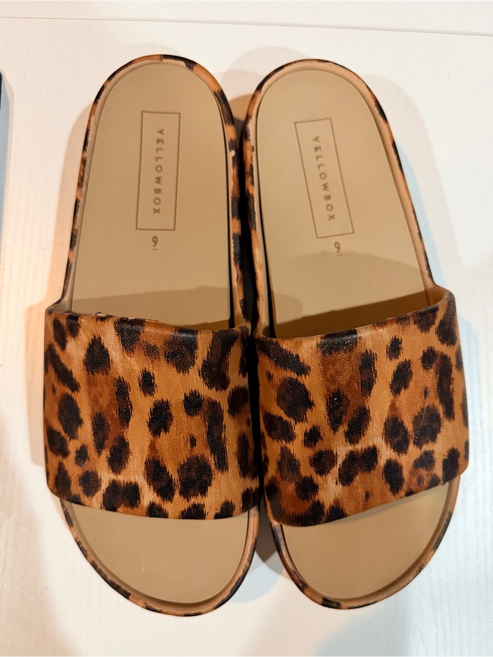 Yellow Box Leopard Slide Mules